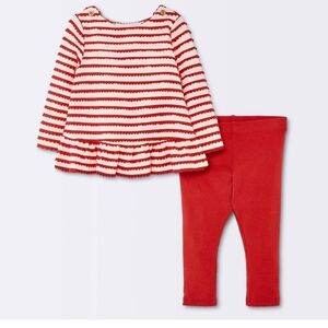 Cloud Island Red and White Striped Kids Matching Set